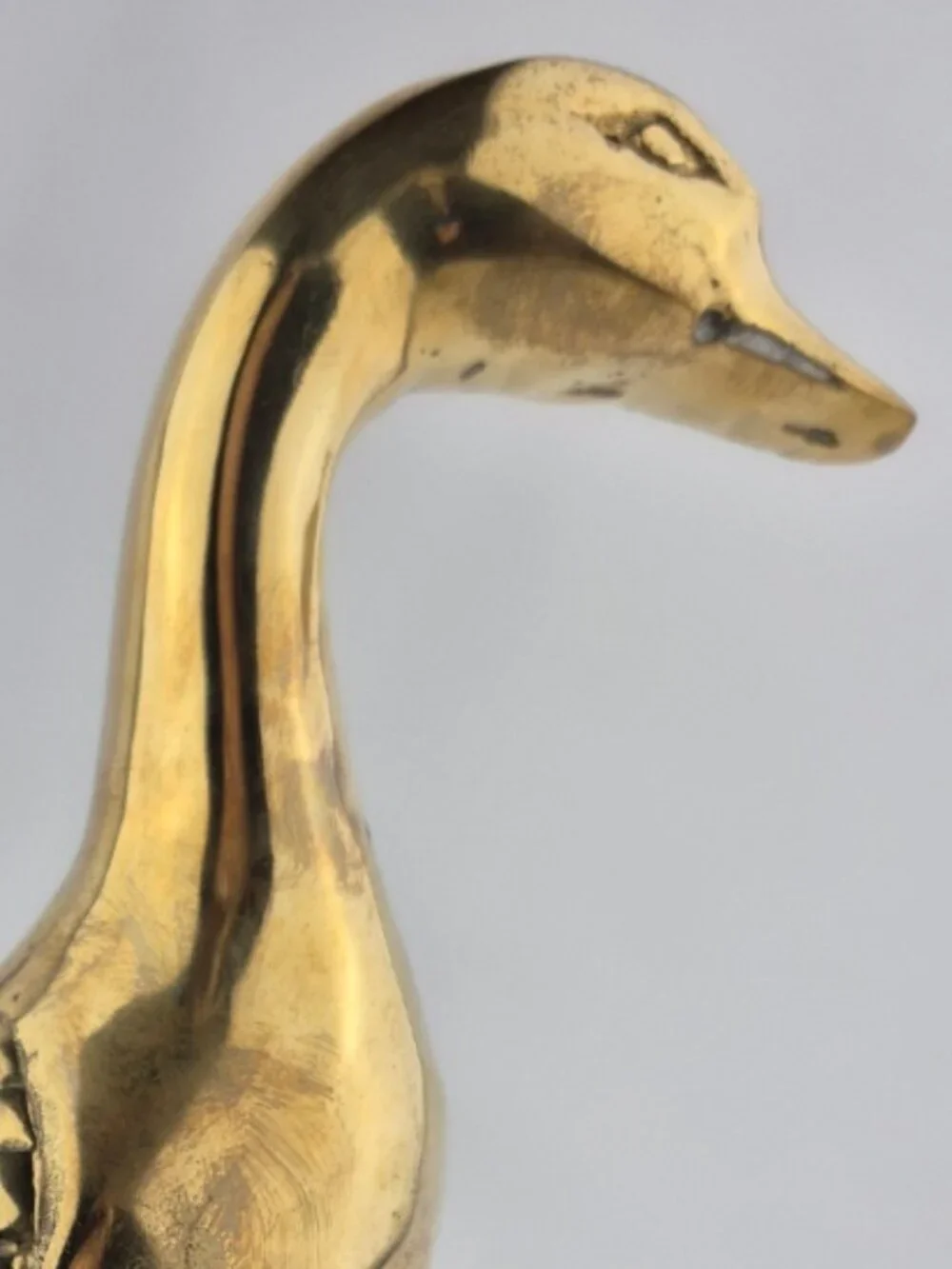 Vintage MCM Hollywood Regency Solid Free Standing Brass Duck Figurine Farmhouse